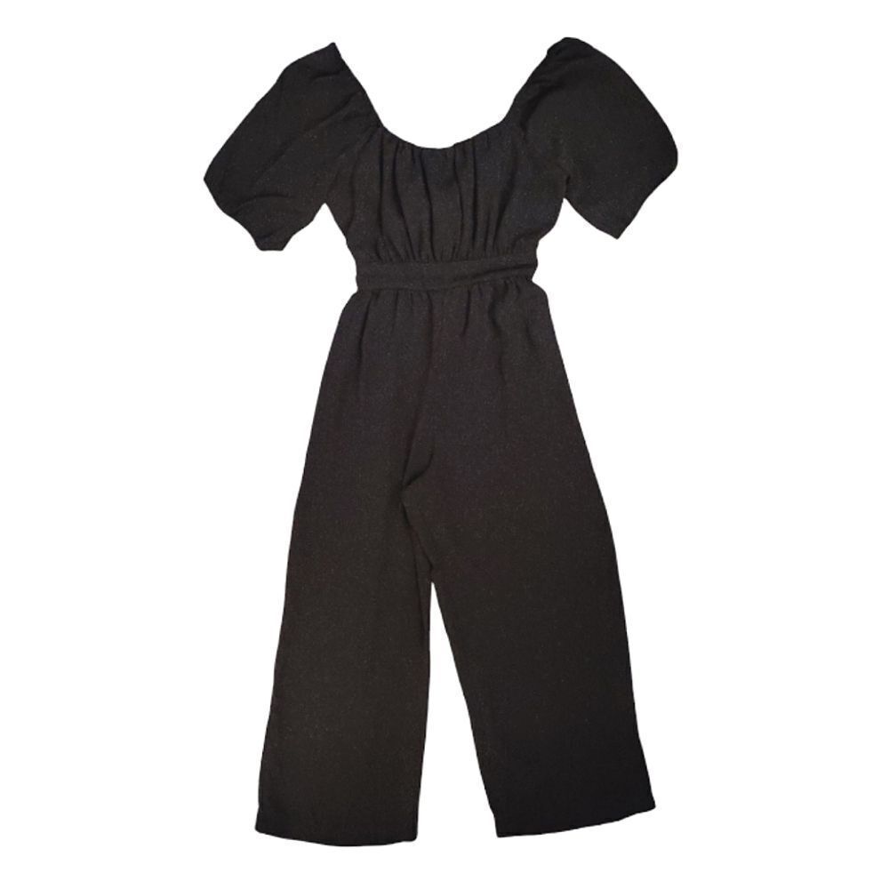 Inspired Hearts Black Tie Back Cutout  Cropped Wide‎ Leg Jumpsuit Small